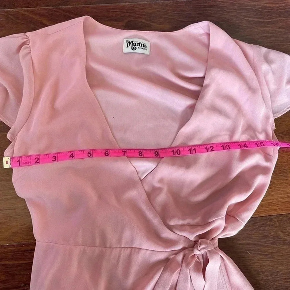 Show Me Your Mumu Pale Pink Chiffon Wrap Maxi Dress Short Sleeve Bridesmaid XS - Picture 10 of 10